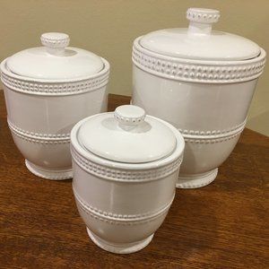 American Atelier Bianca Bead 3 Piece White Canister Set (New)